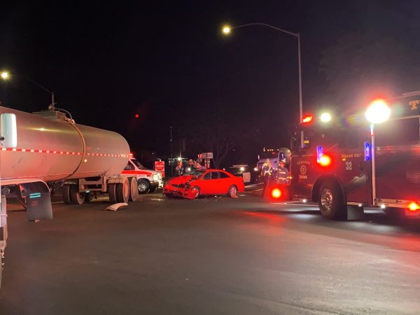 accident Big rig red car