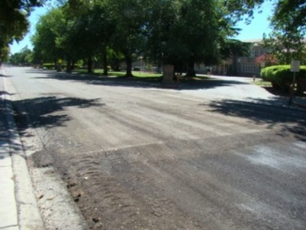 E. Canal Drive in front of Turlock High School being prepared for surface treatment. 08-03-10